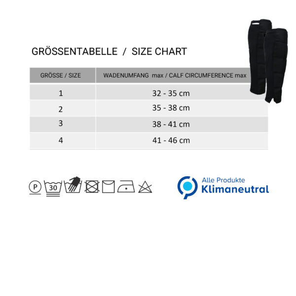 Size chart and small photo of the calf cooler from E.COOLINE