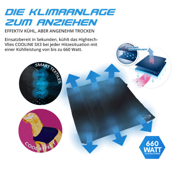 Technical product description of the SX3 dog cooling blanket from E.COOLINE