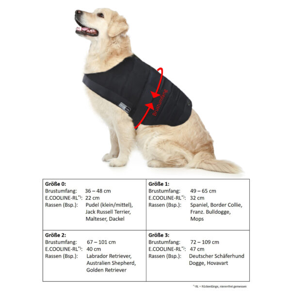Take the right measurements - Size chart Powerdog SX3 dog cooling vest