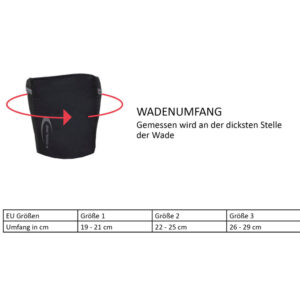 Size chart and small photo of the calf cooler for children from E.COOLINE