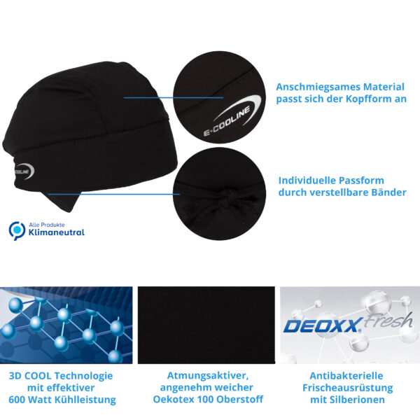 Product characteristics of cooling bandana by E.COOLINE in color black