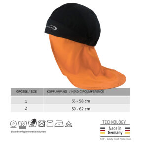 Cooling bandana SX3 with neck protection from E.COOLINE in color black/orange