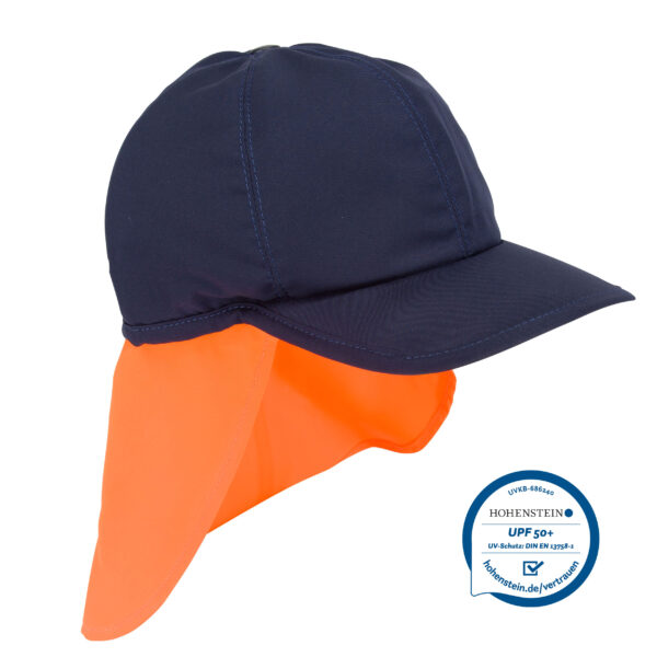 Front view of cooling baseball cap with neck protection from E.COOLINE