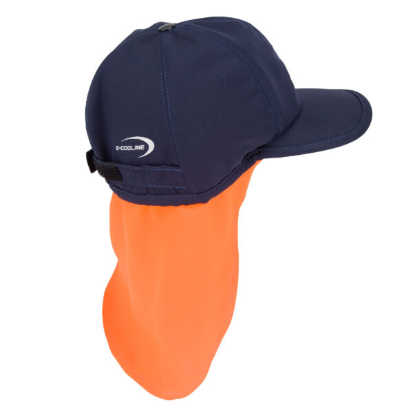 Side view of cooling baseball cap with neck protection from E.COOLINE