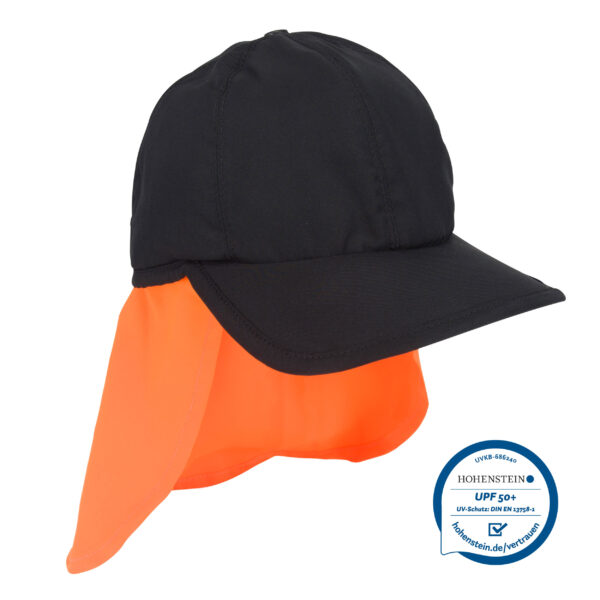 Front view of cooling baseball cap with neck protection from E.COOLINE