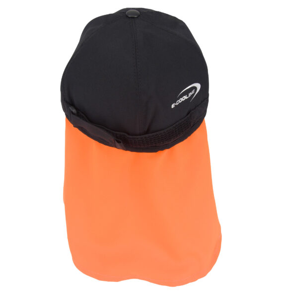 Rear view of cooling baseball cap with neck protection from E.COOLINE