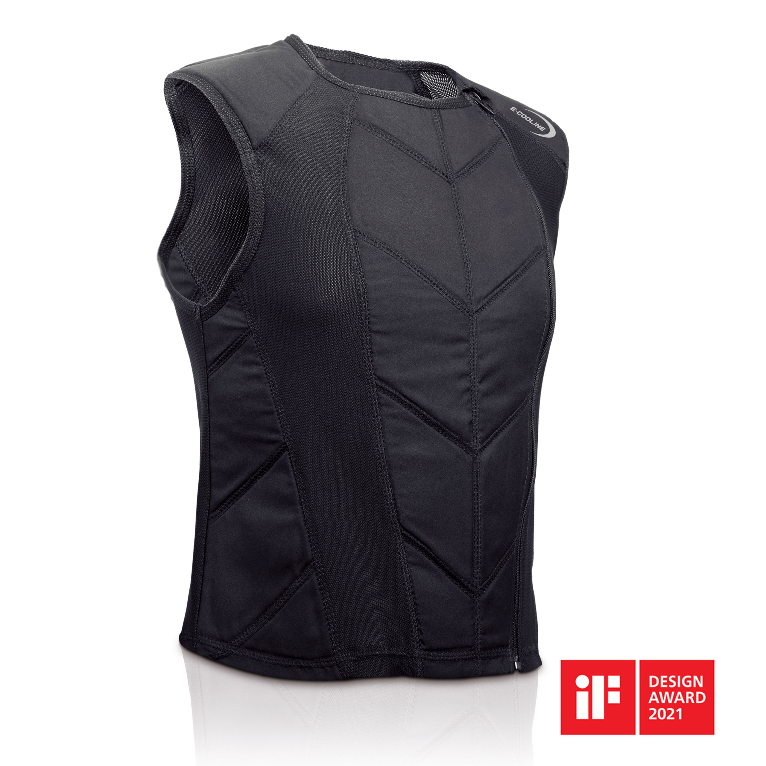 Cooling vest Race with front zipper by E.COOLINE in color black