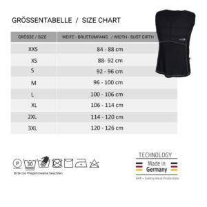 Size chartSX3 cooling shirt from E.COOLINE