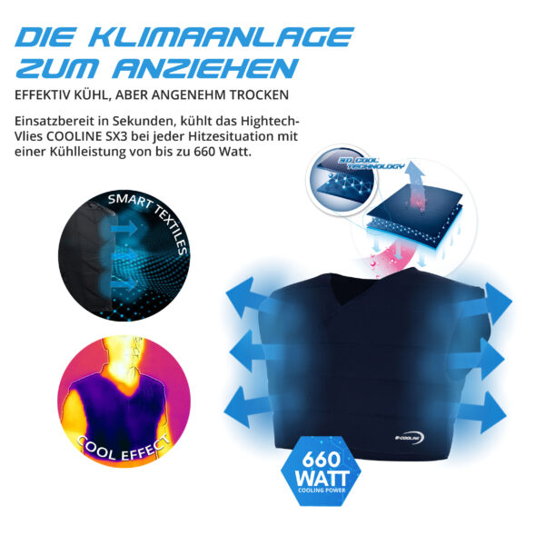 Technical product description of the cooling vest from E.COOLINE