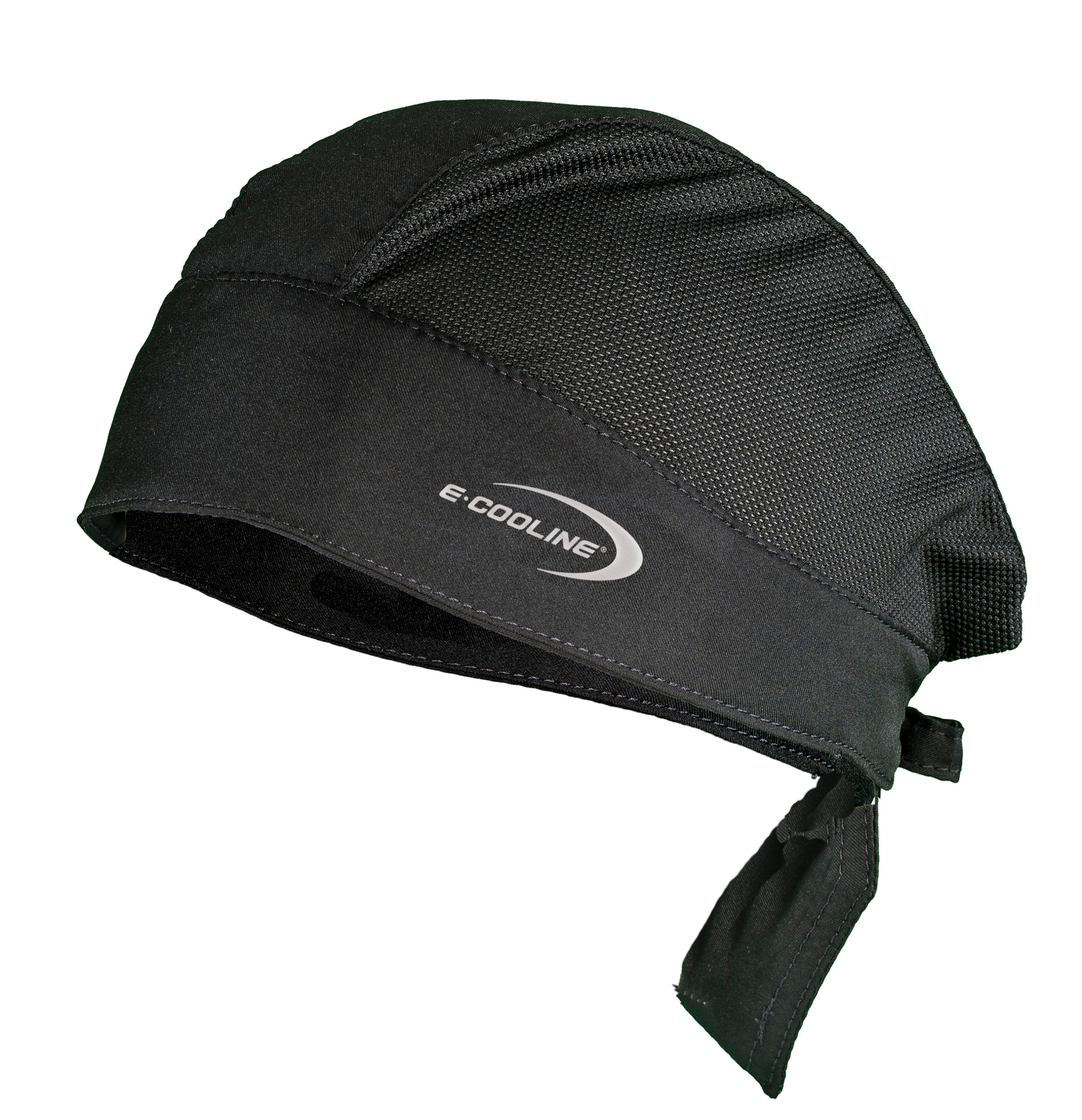 E.COOLINE Powercool Bandana light- cooling bandana for hot weather - head cooling Side view of the bandana light from E.COOLINE in black