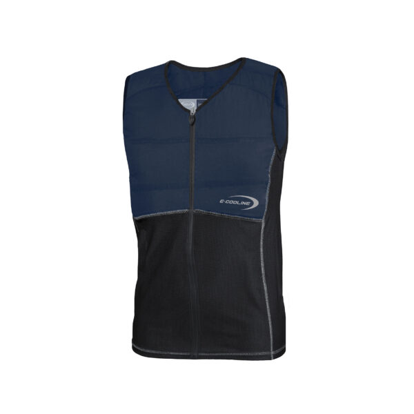Cooling vest SX3 with front zipper from E.COOLINE, two-tone blue/black