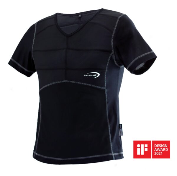 Cooling T-shirt from E.COOLINE with topstitching in black