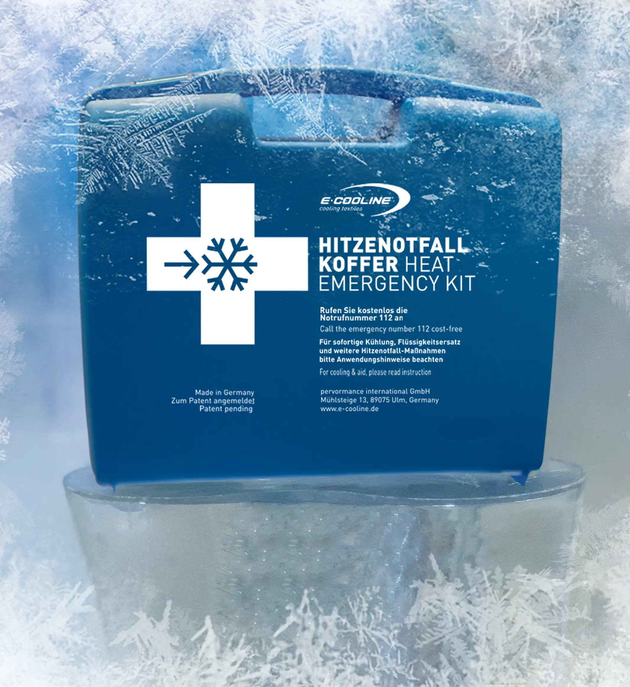 Image of the Heat Emergency Kit with an icy background World's First Heat Emergency Kit - Image of the Kit with an icy background