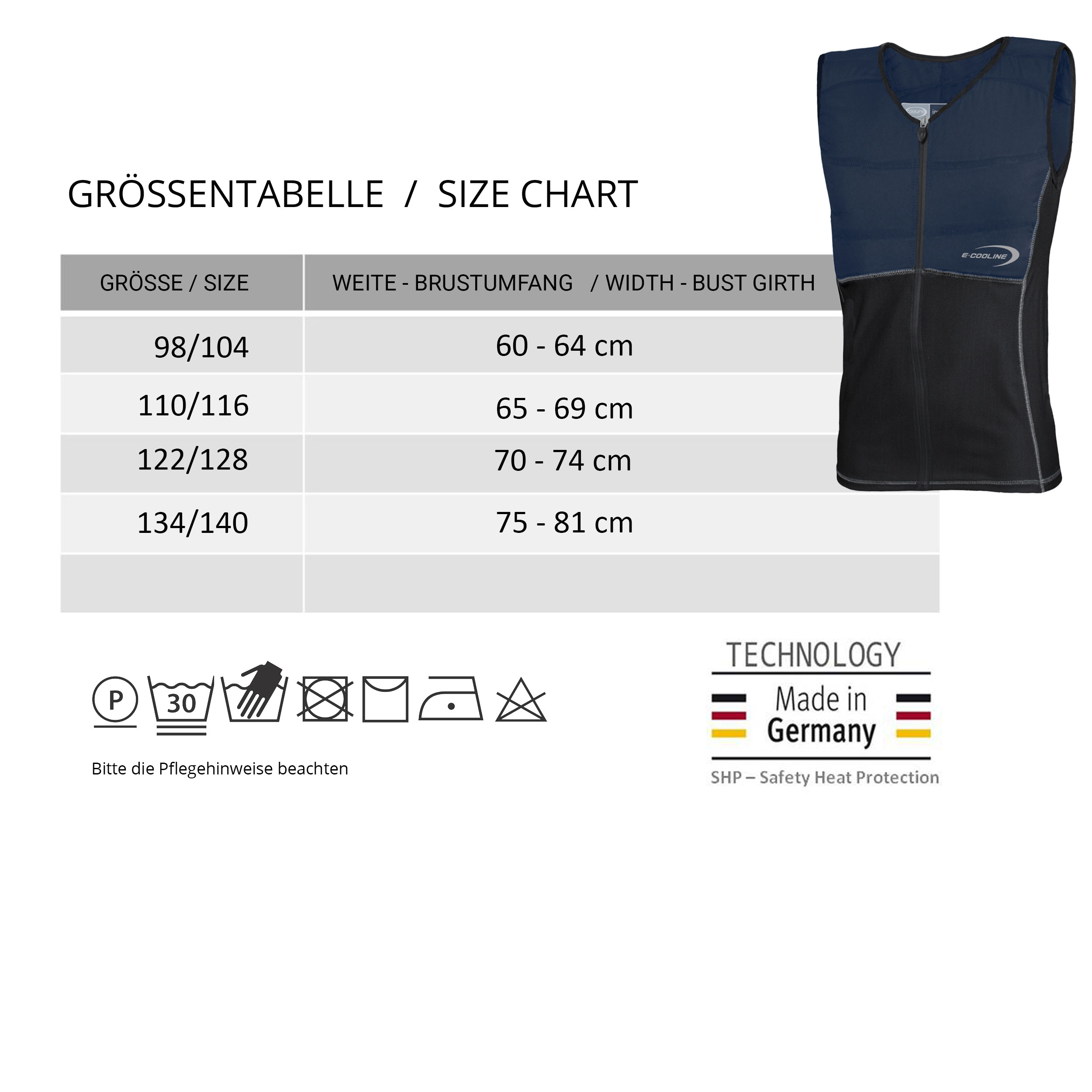 Repower-Kids-Cooling-Vest-Ecooline-Coolkids-Shirt-Vest-SX3-Size-Chart.jpg Sizes of the Repower Kids Cooling Vest with Zipper by E.COOLINE, Medical Device